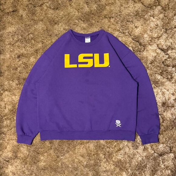 Vintage 90s Louisiana State University Crewneck Sweatshirt Purple XLarge - Picture 1 of 8